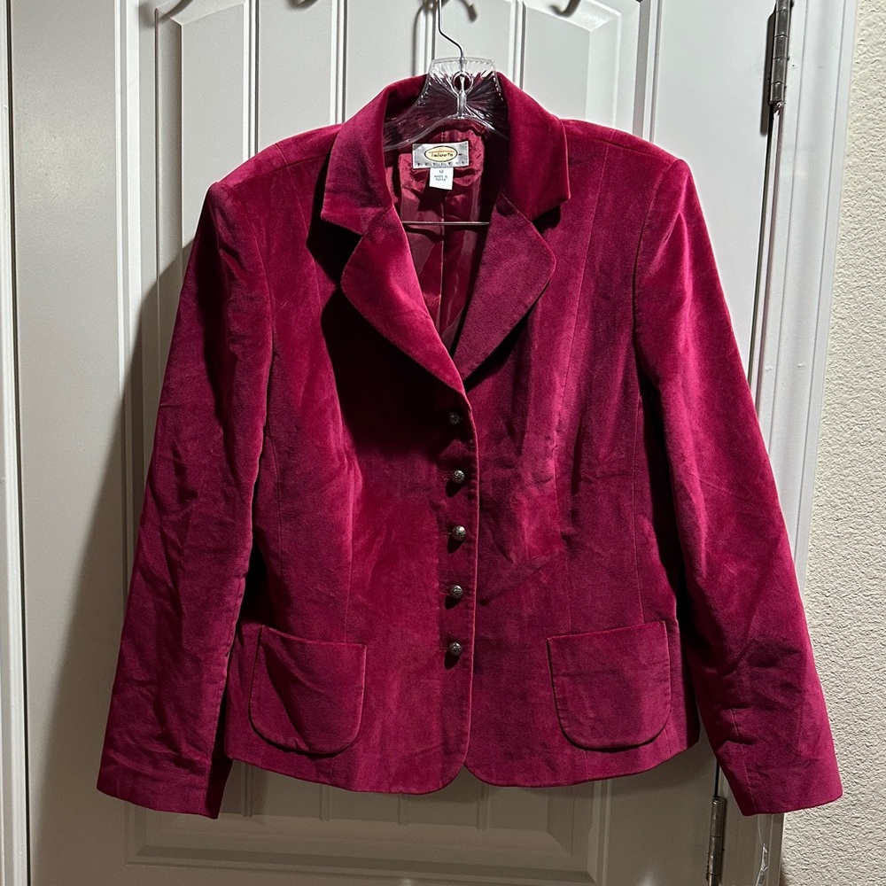Talbots Rich Velvet Blazer in Deep Red, Size 12P, NWT